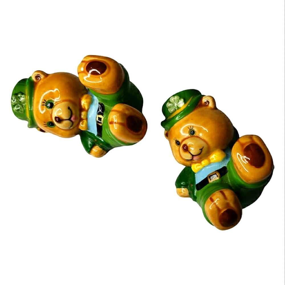 Vintage Russ Bernie St. Patrick's Lucky Bears Shamrock Hats Leprechaun Suits